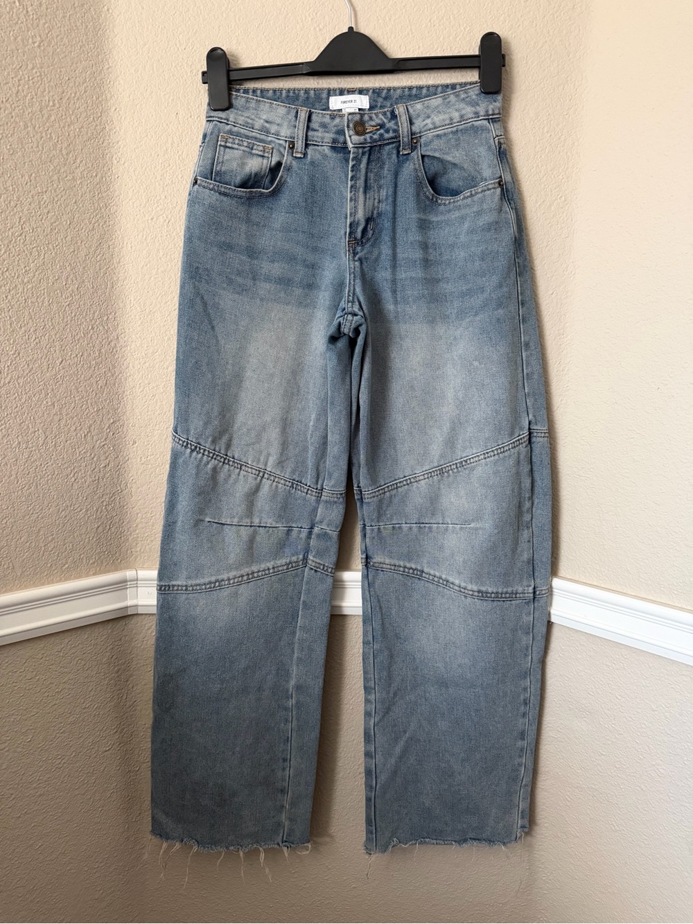 Forever 21 Blue Denim Jeans with Tan Stitching